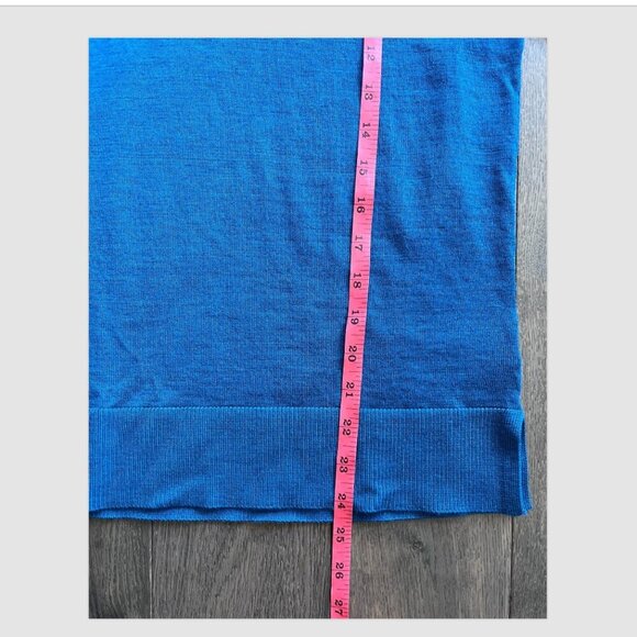 Katherine Barclay Extra Fine Merino Wool V-Neck Sweater Size S Teal Blue NWT - Picture 8 of 8
